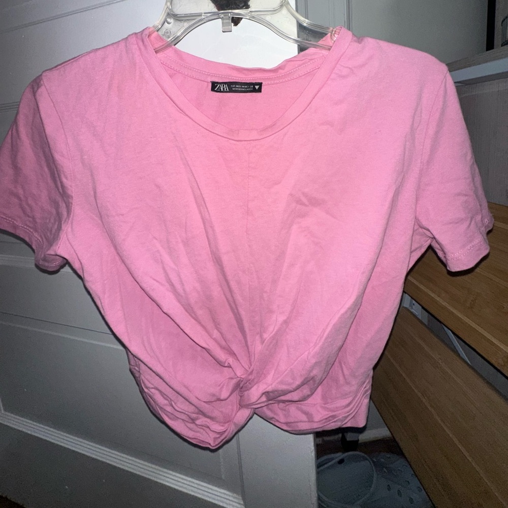 Zara pink knot detail crop top